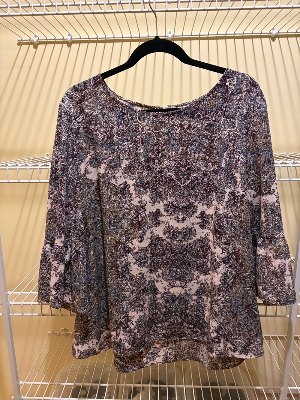Liz Claiborne Pink and Blue Paisley Scoop-Neck Blouse